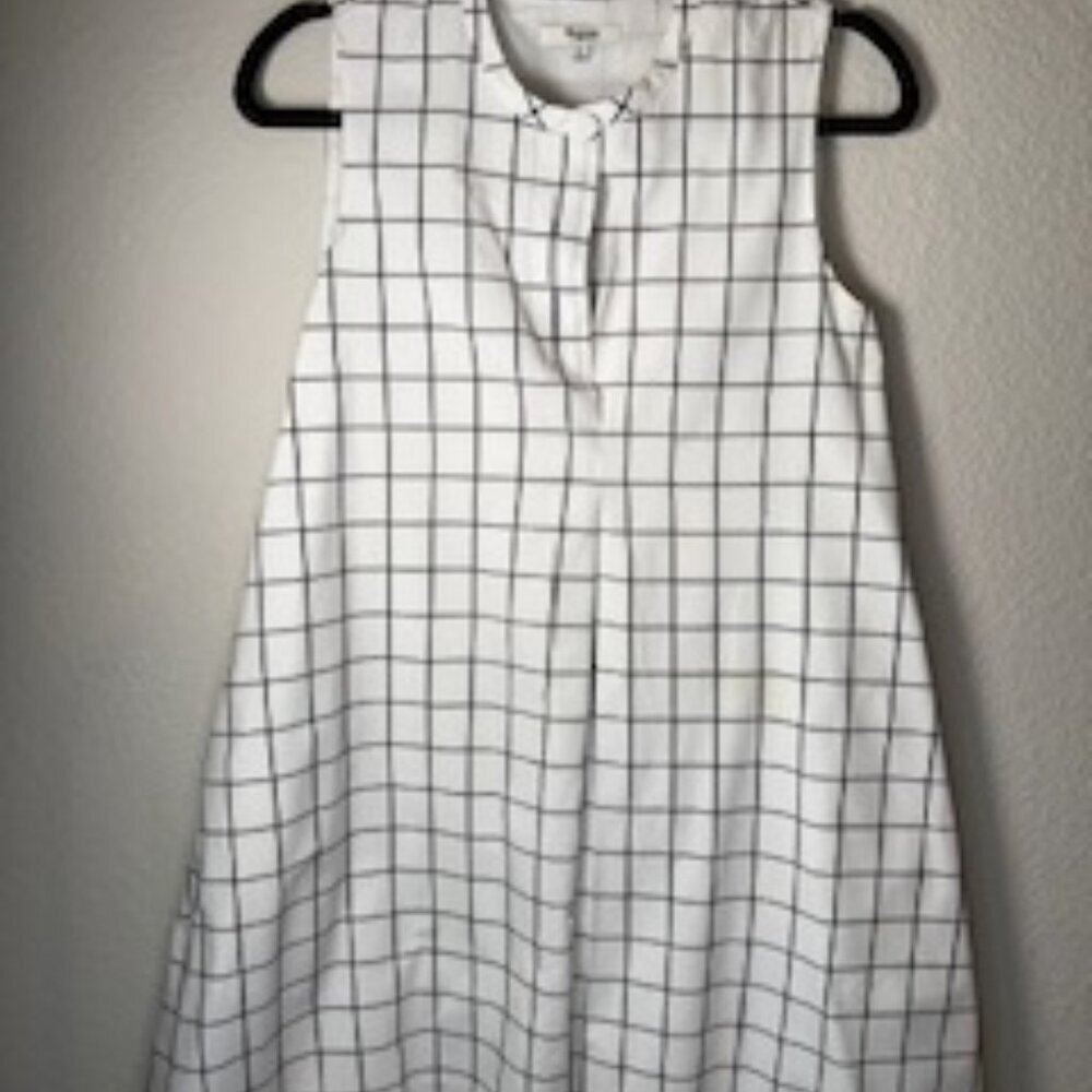 Madewell White and Black Grid Mini Dress